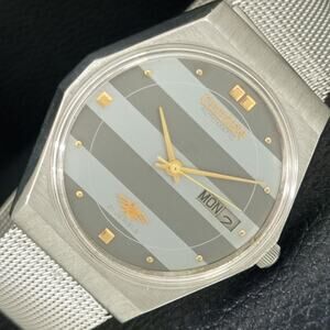 Vintage 1979 Citizen Automatic Mens Silver Watch W/daydate & Gold accents